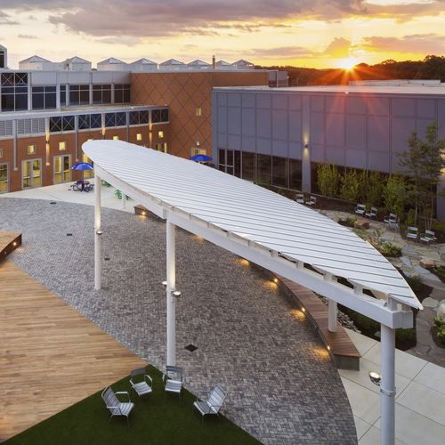 Auvent d'entrée - SKYSHADE 3300® - EXTECH Exterior Technologies, Inc - pour bâtiment tertiaire / en métal / en polycarbonate