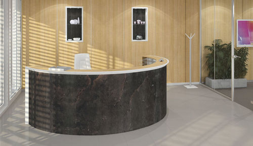 Banque d'accueil en arc de cercle - CIAO PIÙ - Codutti Furniture Srl - en pierre naturelle / en bois