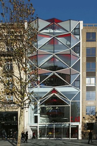 Mur-rideau en panneaux - C42 VITRINE MONDIALE DE CITROËN - Josef Gartner - en métal et en verre / en acier inox
