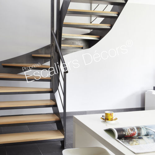 Escalier demi-tournant - LOFT DT103 ESCA'DROIT® - ESCALIERS DECORS - à marches en bois / structure en acier / résidentiel