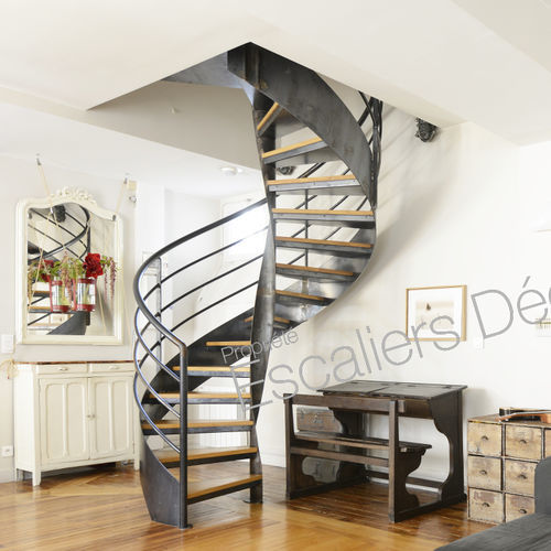 Escalier hélicoïdal - LOFT DH129 SPIR'DÉCO®  - ESCALIERS DECORS - à marches en bois / structure en acier / résidentiel