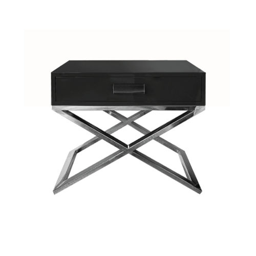 Table de chevet contemporaine - DELUXE - Viveti - en acier laqué / avec piètement en acier / rectangulaire