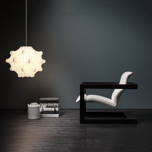 Fauteuil design minimaliste - Palco - Mussi Italy - en cuir / en acajou / en acier