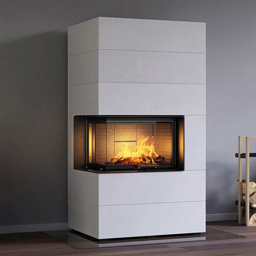 Insert de cheminée d'angle - VISIO 2 ELEMENT - Attika Feuer AG - à bois / en acier / contemporain