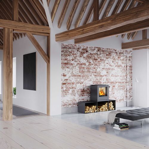 Poêle à bois - Q-TEE 2 - Attika Feuer AG - 5 kW - 10 kW / au sol / contemporain