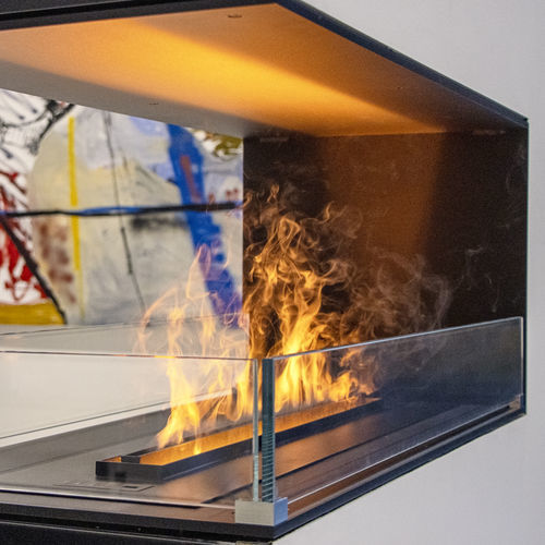 Foyer ouvert électrique - Montreal - Attika Feuer AG - à 3 faces / en acier / à encastrer