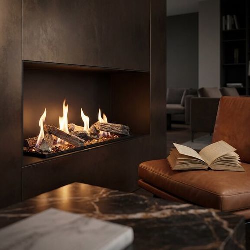 Insert de cheminée central - LOGICWOOD LINEAR - Attika Feuer AG - au bioéthanol / à convection naturelle / contemporain