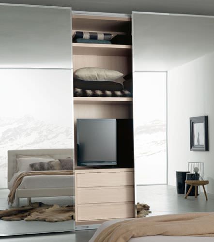 Armoire contemporaine - MONTECARLO 29 - ORME - en bois / à portes coulissantes / avec miroir