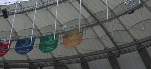 Membrane architecturale en résille - BUSAN ASIAD - Hightex - en fibre de verre / en PTFE / pour structure tendue
