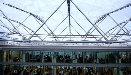 Structure tendue câble-membrane - SLOVENSKÁ SPORITEĽŇA BANK  - Hightex - pour couverture / avec membrane en ETFE / rétractable