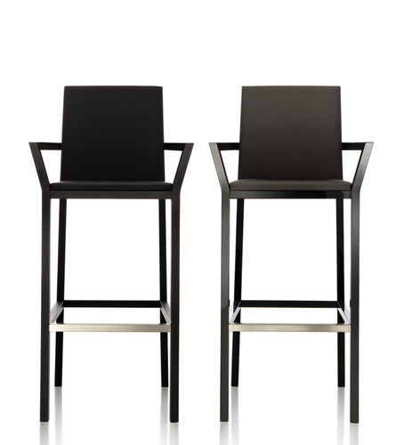 Chaise de bar contemporaine - BASICWOOD - Fornasarig - en tissu / en cuir / avec piètement en hêtre