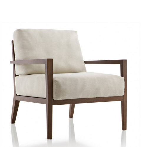 Fauteuil contemporain - EOS - Fornasarig - en cuir / en tissu / en bois