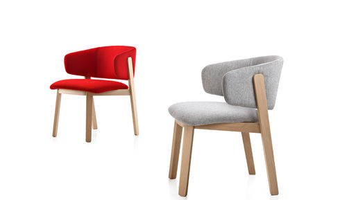 Fauteuil design scandinave - WOLFGANG 54 - Fornasarig - en cuir / en tissu / en bois