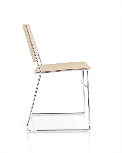 Chaise de conférence en chêne - LINK - Fornasarig - en contreplaqué moulé / en fil de métal / en stratifié