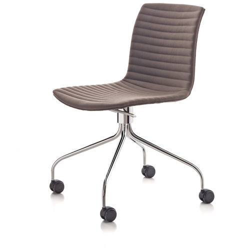 Chaise de bureau contemporaine - DATA - Fornasarig - en tissu / en contreplaqué moulé / en cuir