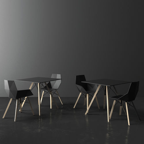 Table contemporaine - FAZ - VONDOM - en HPL / en composite / avec piètement en bois