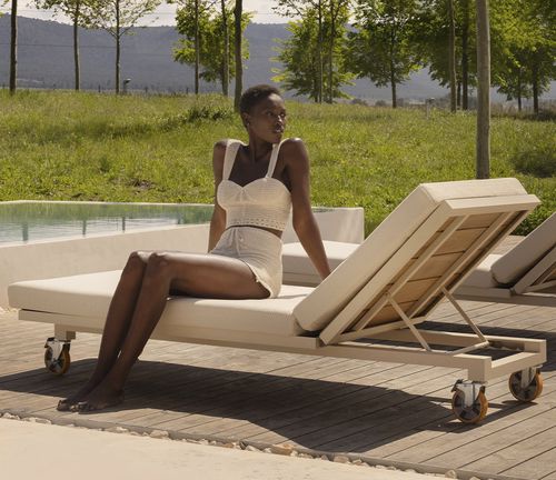 Bain de soleil contemporain - VINEYARD  - VONDOM - en tissu / en bois / en aluminium