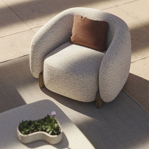 Fauteuil contemporain - Milos - VONDOM - en tissu / en iroko / couleur personnalisable