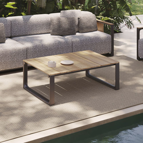 Table basse contemporaine - Tulum - VONDOM - en teck / avec piètement en aluminium / rectangulaire