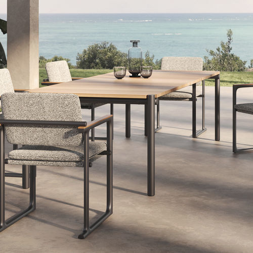 Table à manger contemporaine - Tulum  - VONDOM - en teck / avec piètement en aluminium / rectangulaire