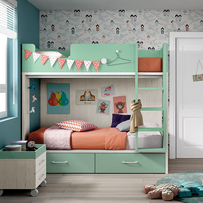 Lit superposé - OLDSCHOOL KIDS 78 - ROS 1 S.A. - double / contemporain / avec base de rangement
