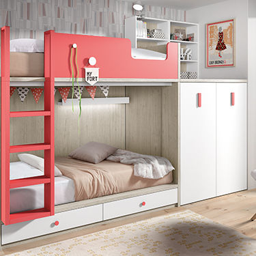 Lit superposé - OLDSCHOOL KIDS 79 - ROS 1 S.A. - double / contemporain / avec base de rangement