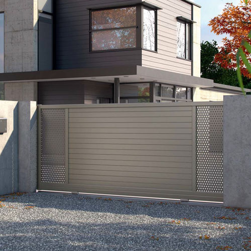 Portail battant - LES CONTEMPORAINS : BOSTON - Roche Habitat - coulissant / en aluminium / en acier inox