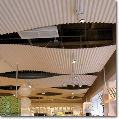 Faux-plafond en aluminium - AVIAR - Gordon - en panneaux / acoustique / courbé