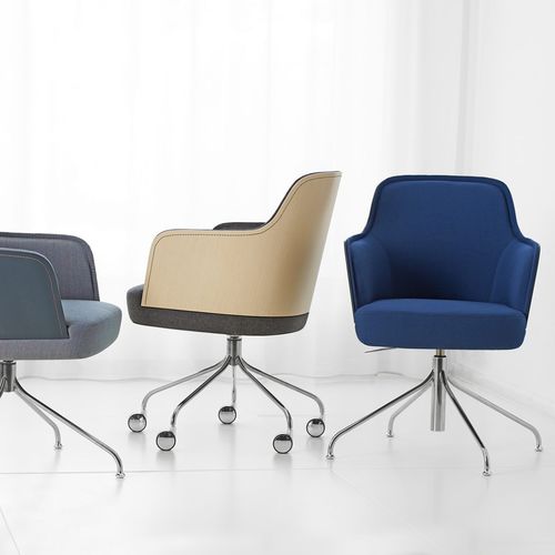 Chaise de conférence en tissu - Mr N - GARSNAS - en cuir / en chêne / en frêne