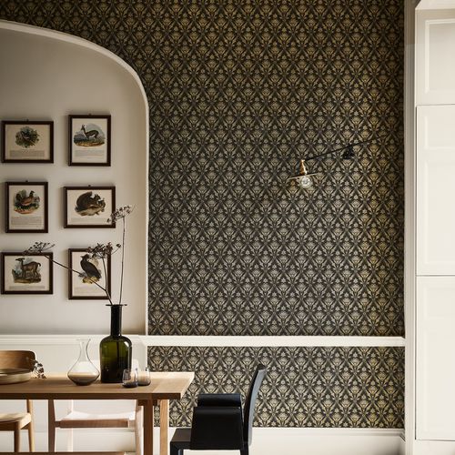 Papier peint classique - BOROUGH HIGH ST  - The Little Greene - baroque / effet métallisé / gris