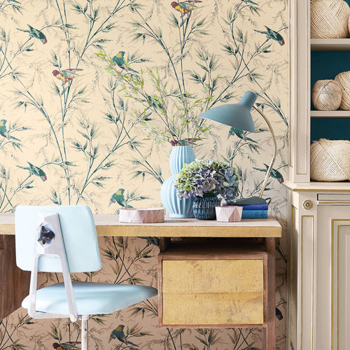 Papier peint classique - GREAT ORMOND ST. - The Little Greene - à motif nature / aspect papier peint / gris