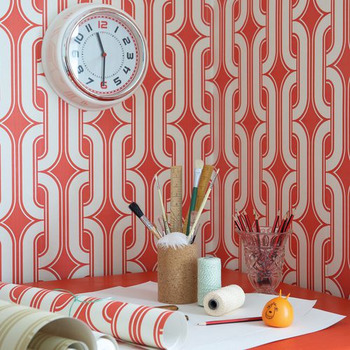Papier peint classique - LAVALIERS - The Little Greene - géométrique / aspect tissu / gris