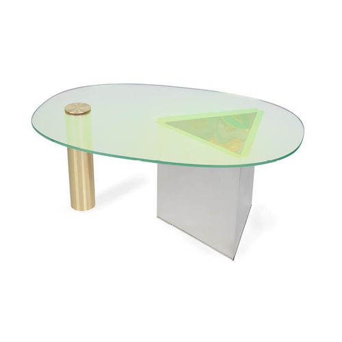 Table basse contemporaine - ETTORE - KÄLLEMO - en verre / avec piètement en acier inoxydable / avec piètement en laiton