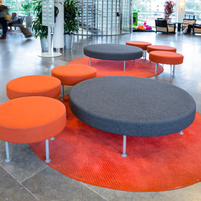 Ottoman contemporain - RONDO - MATERIA - en tissu / en cuir / rond