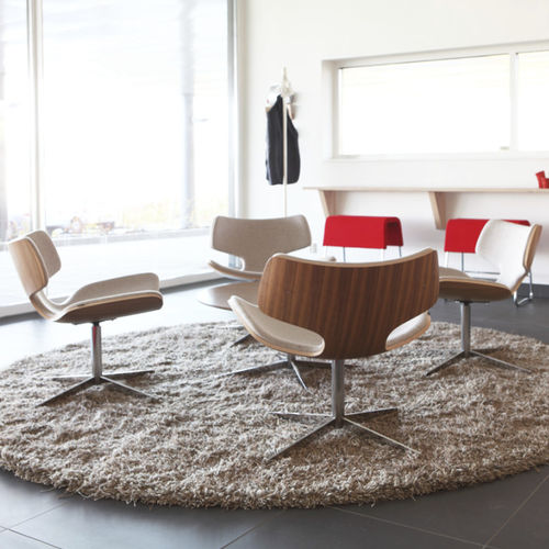 Fauteuil visiteur contemporain - BONE - MATERIA - en cuir / en tissu / gris