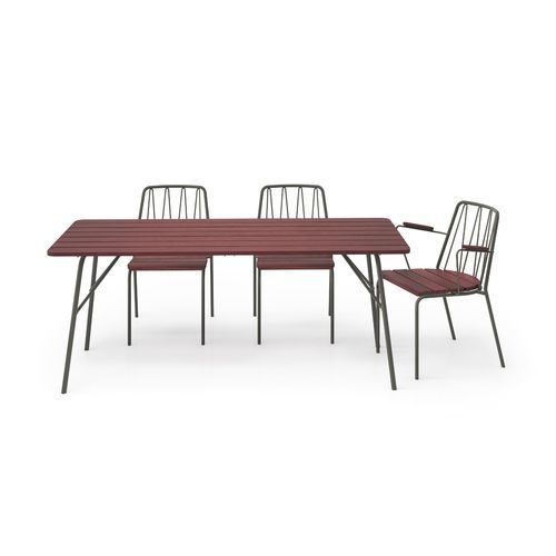 Ensemble table et chaises contemporain - Rousseau - NOLA INDUSTRIER - d'extérieur / en chêne / en acier