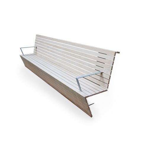 Banc public contemporain - Origami - NOLA INDUSTRIER - en chêne / en acajou / en acier à revêtement par poudre