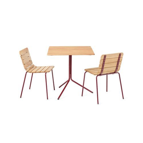Ensemble table et chaises contemporain - 11:an - NOLA INDUSTRIER - d'extérieur / en chêne / en acier à revêtement par poudre