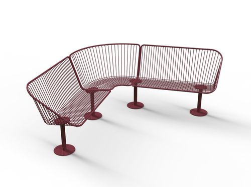 Banc public contemporain - Korg - NOLA INDUSTRIER - en acier à revêtement par poudre / en zinc / en cuir