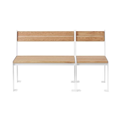 Banc public contemporain - HighSofa - NOLA INDUSTRIER - en chêne / en acier à revêtement par poudre / en zinc