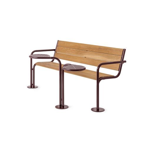 Banc public contemporain - Grow - NOLA INDUSTRIER - en chêne / en acier à revêtement par poudre / en zinc