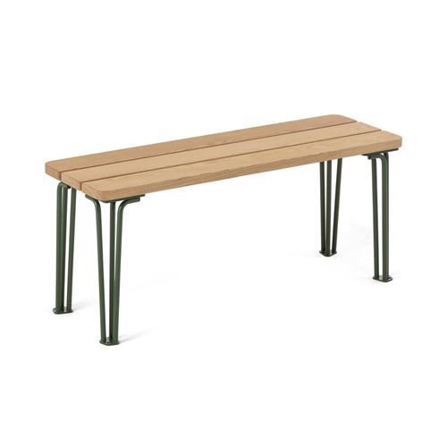 Banc public contemporain - Gard - NOLA INDUSTRIER - en chêne / en acier à revêtement par poudre / en zinc