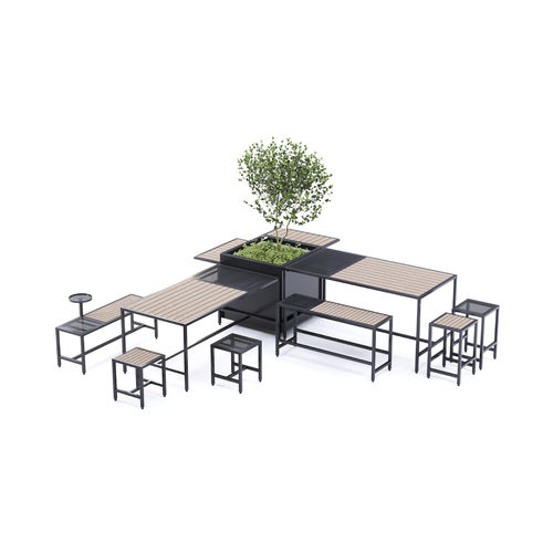 Ensemble table et bancs contemporain - Join Furniture Series - NOLA INDUSTRIER - en chêne / en acier / en acier zingué
