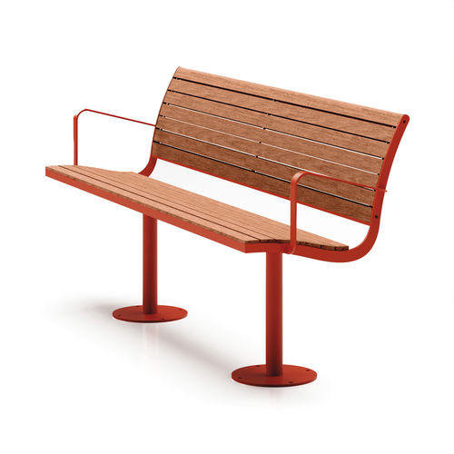 Banc public contemporain - Parco - NOLA INDUSTRIER - en acier à revêtement par poudre / en acier / en bois huilé