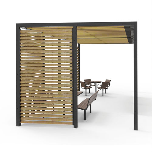 Pergola autoportée - Terrass - NOLA INDUSTRIER - en chêne / en acier / couverture en bois