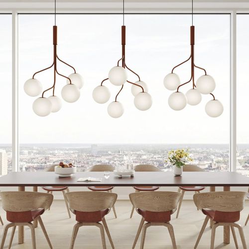 Lustre contemporain - CURVE CLUSTER XL - ZERO - en verre / en métal / 5 ampoules