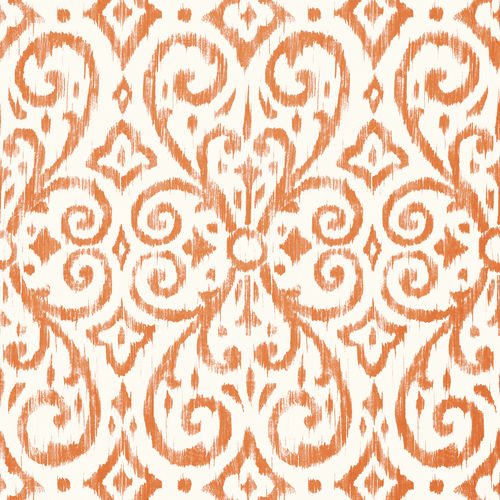 Papier peint classique - PATARA IKAT  - Thibaut - à motif / blanc / orange