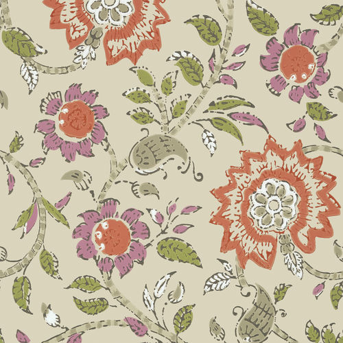 Papier peint classique - SEVITA - Thibaut - à motif floral / multicolore / lavable