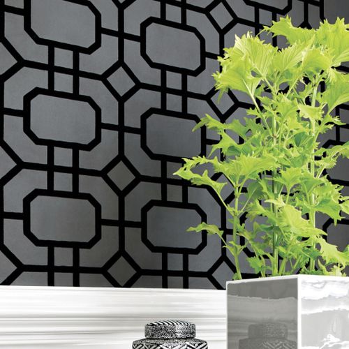 Papier peint contemporain - PORTIER FLOCK - Thibaut - à motif géométrique / lavable