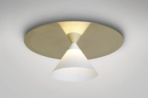 Plafonnier contemporain - PLATE & CONE - Atelier Areti - en verre / en laiton poli / à LED